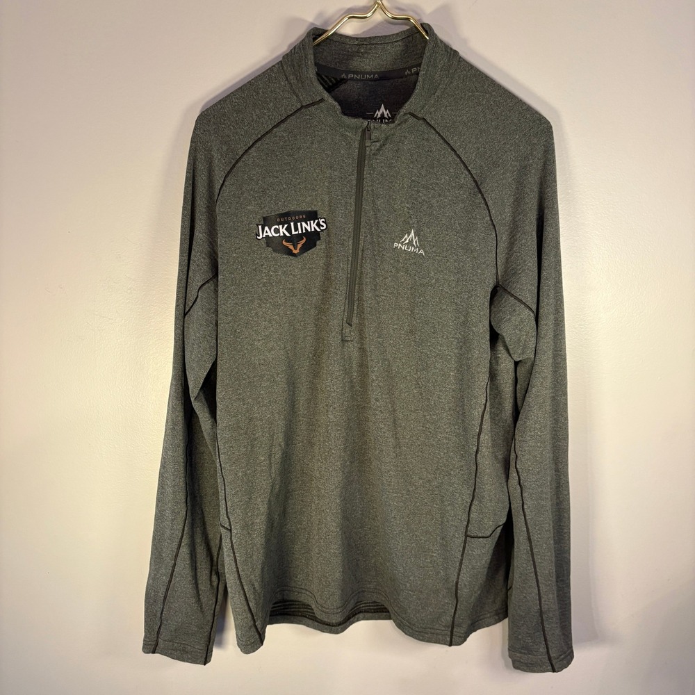 Pnuma Jack‎ Links Outdoors Mens Gray 1/4 Zip Pullover Fleece Top Size L